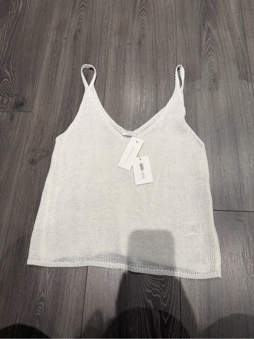 Aritzia Little Moon Tropea Cream linen Knit V-Neck Cami size XS